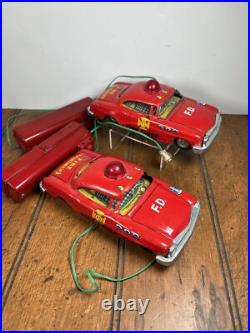 Vintage MARX Battery Operated Fire Chief TIN CAR Lot Of 2 PARTS ONLY Repair