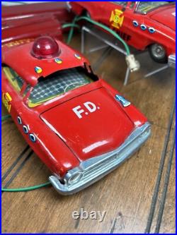 Vintage MARX Battery Operated Fire Chief TIN CAR Lot Of 2 PARTS ONLY Repair