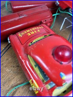 Vintage MARX Battery Operated Fire Chief TIN CAR Lot Of 2 PARTS ONLY Repair