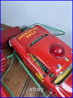 Vintage MARX Battery Operated Fire Chief TIN CAR Lot Of 2 PARTS ONLY Repair