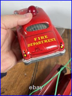 Vintage MARX Battery Operated Fire Chief TIN CAR Lot Of 2 PARTS ONLY Repair