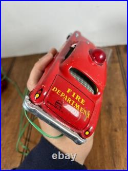 Vintage MARX Battery Operated Fire Chief TIN CAR Lot Of 2 PARTS ONLY Repair