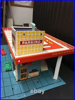 Vintage Marks Tin Litho Parts Service Station Parking Garage with Cars