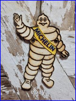 Vintage Michelin Man Sign Old Cast Iron 8 Auto Vehicle Car Truck Parts Tires