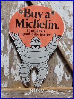 Vintage Michelin Porcelain Sign Old Bike Tire Auto Parts Car Tire Rubber Man 16