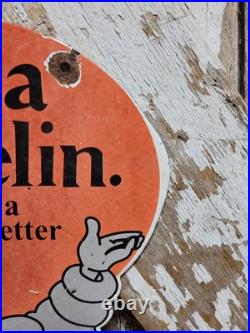 Vintage Michelin Porcelain Sign Old Bike Tire Auto Parts Car Tire Rubber Man 16