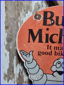 Vintage Michelin Porcelain Sign Old Bike Tire Auto Parts Car Tire Rubber Man 16