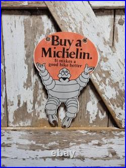 Vintage Michelin Porcelain Sign Old Bike Tire Auto Parts Car Tire Rubber Man 16