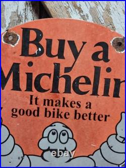 Vintage Michelin Porcelain Sign Old Bike Tire Auto Parts Car Tire Rubber Man 16