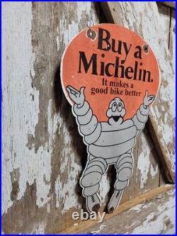 Vintage Michelin Porcelain Sign Old Bike Tire Auto Parts Car Tire Rubber Man 16