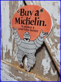 Vintage Michelin Porcelain Sign Old Bike Tire Auto Parts Car Tire Rubber Man 16