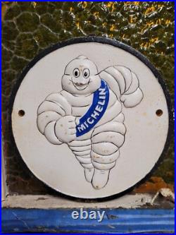 Vintage Michelin Sign Cast Iron Old Automobile Car Truck Parts Tire Service Man