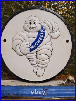 Vintage Michelin Sign Cast Iron Old Automobile Car Truck Parts Tire Service Man