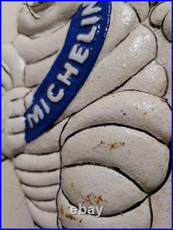 Vintage Michelin Sign Cast Iron Old Automobile Car Truck Parts Tire Service Man