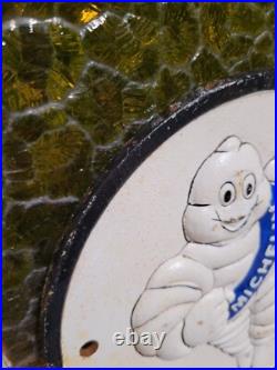 Vintage Michelin Sign Cast Iron Old Automobile Car Truck Parts Tire Service Man