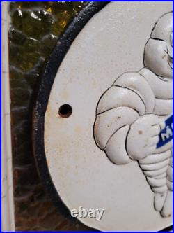 Vintage Michelin Sign Cast Iron Old Automobile Car Truck Parts Tire Service Man