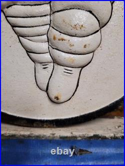 Vintage Michelin Sign Cast Iron Old Automobile Car Truck Parts Tire Service Man