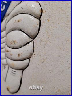 Vintage Michelin Sign Cast Iron Old Automobile Car Truck Parts Tire Service Man