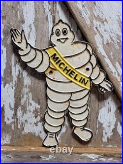 Vintage Michelin Sign Old 14 Cast Iron Tire Automotive Car Truck Service Parts