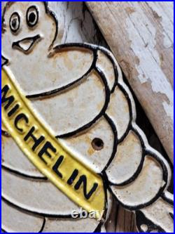 Vintage Michelin Sign Old 14 Cast Iron Tire Automotive Car Truck Service Parts