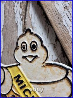 Vintage Michelin Sign Old 14 Cast Iron Tire Automotive Car Truck Service Parts