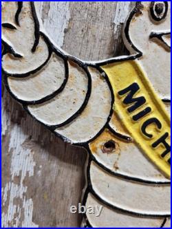 Vintage Michelin Sign Old 14 Cast Iron Tire Automotive Car Truck Service Parts