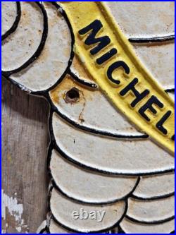 Vintage Michelin Sign Old 14 Cast Iron Tire Automotive Car Truck Service Parts