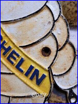 Vintage Michelin Sign Old Cast Iron 14 Automobile Car Parts Tires Manufacturer