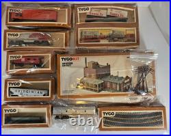 Vintage Model Train Lot HO Gauge Trains Locomotives Cars Tracks Building Parts