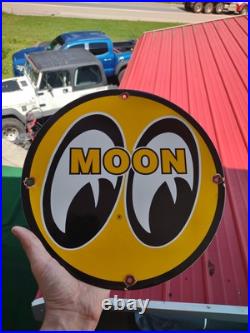 Vintage Mooneyes Porcelain Sign Old Moon Equipment Racing Parts Car Truck Auto