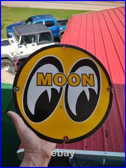 Vintage Mooneyes Porcelain Sign Old Moon Equipment Racing Parts Car Truck Auto
