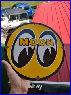 Vintage Mooneyes Porcelain Sign Old Moon Equipment Racing Parts Car Truck Auto