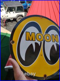 Vintage Mooneyes Porcelain Sign Old Moon Equipment Racing Parts Car Truck Auto