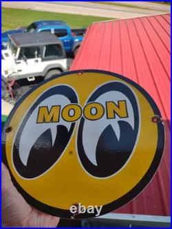 Vintage Mooneyes Porcelain Sign Old Moon Equipment Racing Parts Car Truck Auto