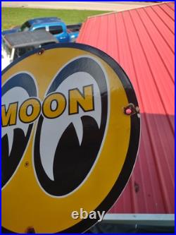 Vintage Mooneyes Porcelain Sign Old Moon Equipment Racing Parts Car Truck Auto
