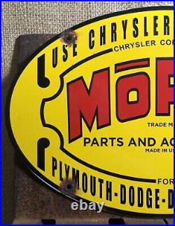 Vintage Mopar Parts Accessories 16.5 Porcelain Car Gas Oil Sign