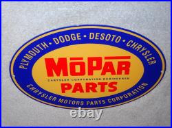 Vintage Mopar Parts Chrysler Dodge Plymouth 1' Metal Car Truck Gasoline Oil Sign