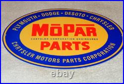 Vintage Mopar Parts Chrysler Dodge Plymouth 1' Metal Car Truck Gasoline Oil Sign