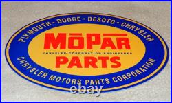 Vintage Mopar Parts Chrysler Dodge Plymouth 1' Metal Car Truck Gasoline Oil Sign
