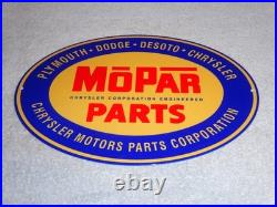 Vintage Mopar Parts Chrysler Dodge Plymouth 1' Metal Car Truck Gasoline Oil Sign