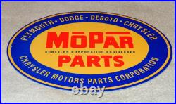 Vintage Mopar Parts Chrysler Dodge Plymouth 1' Metal Car Truck Gasoline Oil Sign