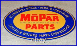 Vintage Mopar Parts Chrysler Dodge Plymouth 1' Metal Car Truck Gasoline Oil Sign