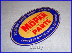 Vintage Mopar Parts Chrysler Dodge Plymouth 1' Metal Car Truck Gasoline Oil Sign