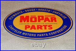 Vintage Mopar Parts Chrysler Dodge Plymouth 1' Metal Car Truck Gasoline Oil Sign