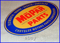 Vintage Mopar Parts Chrysler Dodge Plymouth 1' Metal Car Truck Gasoline Oil Sign