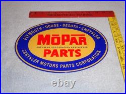 Vintage Mopar Parts Chrysler Dodge Plymouth 1' Metal Car Truck Gasoline Oil Sign