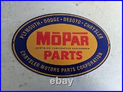 Vintage Mopar Parts Chrysler Porcelain Car Truck Dealership Dealer Sign