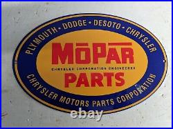 Vintage Mopar Parts Chrysler Porcelain Car Truck Suv Dealership Dealer Sign