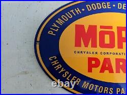 Vintage Mopar Parts Chrysler Porcelain Car Truck Suv Dealership Dealer Sign