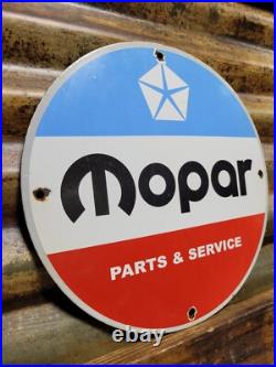 Vintage Mopar Porcelain Sign Old Us Gas Car Truck Dealership Parts Service Sales